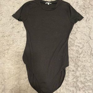 Charlotte Russe Black Classic T-Shirt Bodysuit